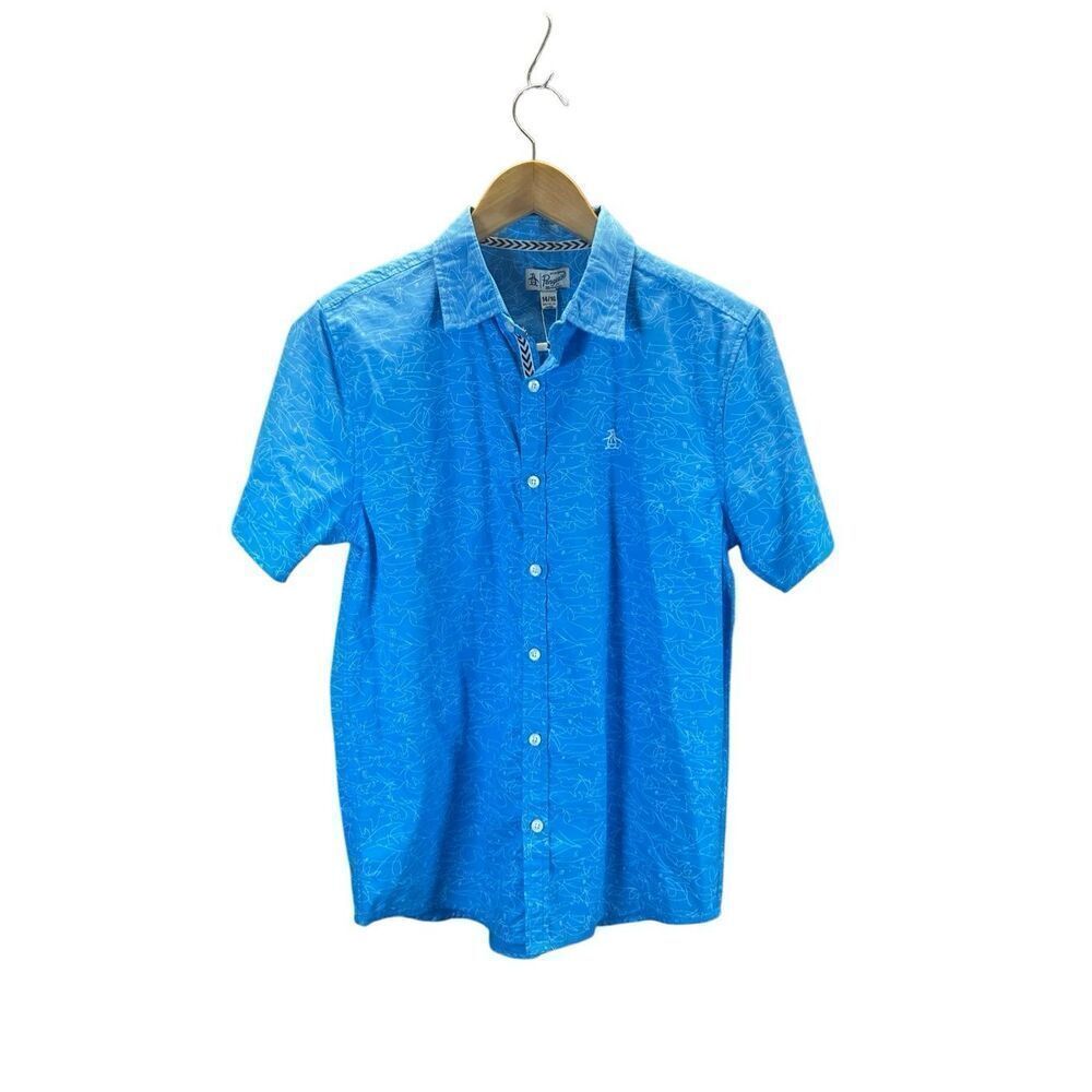The OriginalâPenguin 14/16 Youth NWT Peached Poplin Sharks Extra Large (XL)